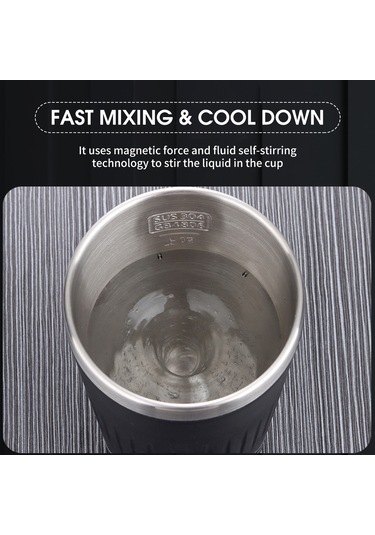 Geeroyoo "300ml Otomatik Manyetik Karıştırıcılı Paslanmaz Çelik Termos - Kahve, Süt, Kakao İçin 3 Hızlı Usb Şarjlı" Beyaz