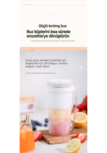 Mini Kablosuz Çok Fonksiyonlu Meyve Suyu Bardağı-beyaz