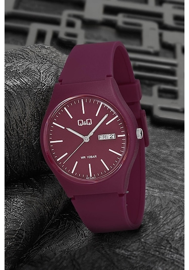 Q&Q QCG21211 Bordo Su Geçirmez Çift Takvimli Kol Saati