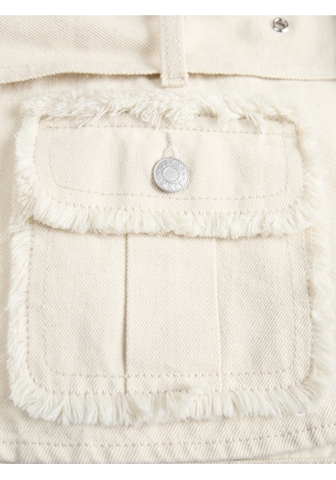 Jack & Jones Kadın Kemer Detayli Denim Yelek - Elly - 12279662 Raw Ecru Ekru