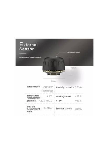 Sones Araba Radyo Dvd Oynatıcı İçin Harici Sensörlü Usb Tpms Lastik Basıncı İzleme Sistemi Android