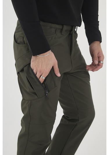 Camp Scoutland Camp594 Outdoor Softshell Su Ve Rüzgara Dayanıklı içi Polarlı Kışlık Erkek Haki Taktik Pantolon Haki