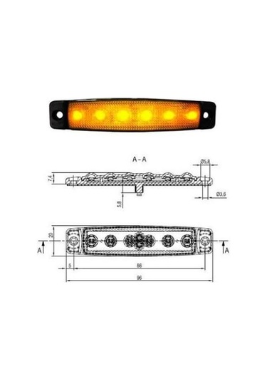 SANEL 24V PARMAK LAMBA 6-LEDLİ TURUNCU (95*19)
