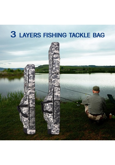 120 Cm/150 Cm 3 Katmanlar Balıkçılık Çanta Taşınabilir Şehir Kamuflajı