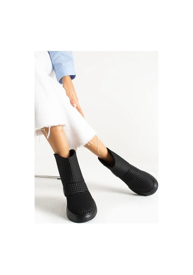 Paris Siyah Kare Likra Günlük Bot-siyah Siyah