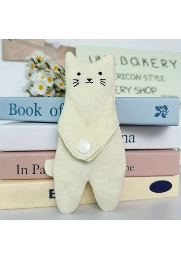 Elmpaly Sevimli Sarı Kedi Baskılı Fermuarlı Mini Kumaş Bozukluk Cüzdanı