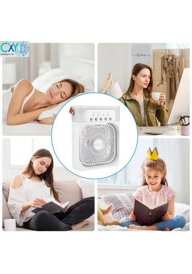 Boatshop1 Usb Çalışan Taşınabilir Masa Fanı Koyu Mavi 600 Ml 5 Hız Ayarlı Sessiz Soğutma 23.5cm Kompakt Nemlendirici Fonksiyonlu