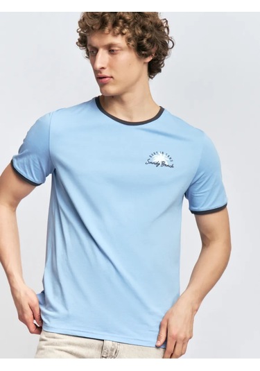 Zolla Erkek Pamuklu Triko Tişört 431696002 Mavi