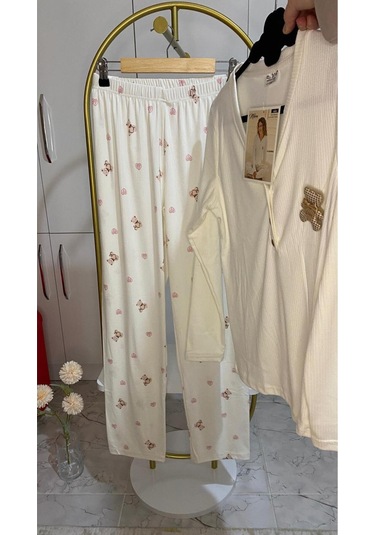 Kaşkorse Pijama Takımı Beyaz
