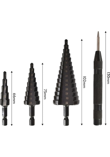 Xinxin Hss Kobalt Kademeli Matkap Ucu Seti İnce Demir-çelik-pvc-ahşap 4 Adet