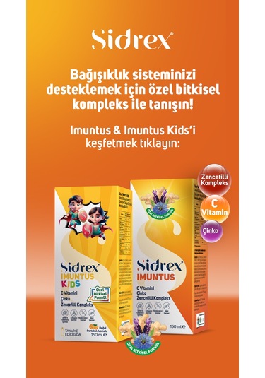 Sidrex Imuntus Zencefil Ekstresi Vitamin C Ve Çinko İçeren Takviye Edici Gıda 150 ML