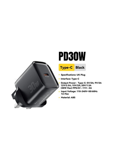 Essageressager Mini 30w Pd Qc3.0 Hızlı Tip C Şarj Cihazı iPhone Uyumlu, Uyumlu, 16/15/14/13 Pro Samsung S25 Xiaomi İpad İçin Dedistribütör Garantili