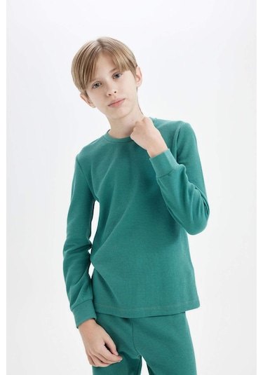 DeFacto Erkek Çocuk Pijama Takım Uzun Kollu Waffle Üst Beli Lastikli Uzun Alt D5343A824WNGN754 DeFacto Erkek Çocuk Pijama Takım Uzun Kollu Waffle Üst Beli Lastikli Uzun Alt D5343A824WNGN754