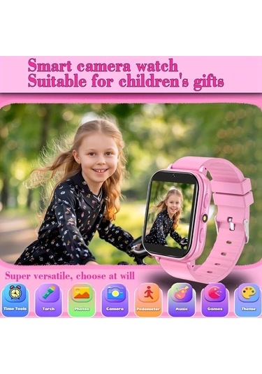 Trendooze Sunshine022 Çocuk Saati 240p Dokunmatik Ekran 240p Usb Şarj Eğitici Oyun Müzik Siyah Siyah