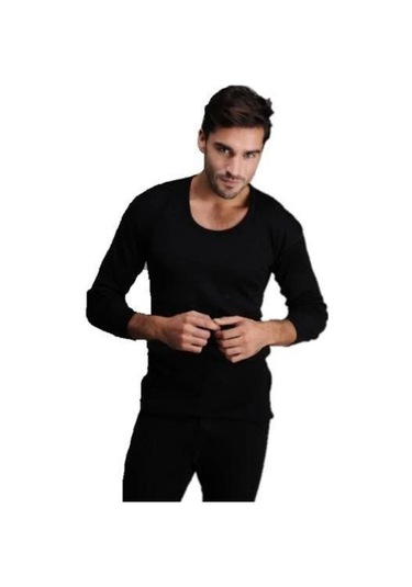 Erkek Alt Üst Takım Uzun Yün Don Ve Uzun Kollu Fanila Siyah 001