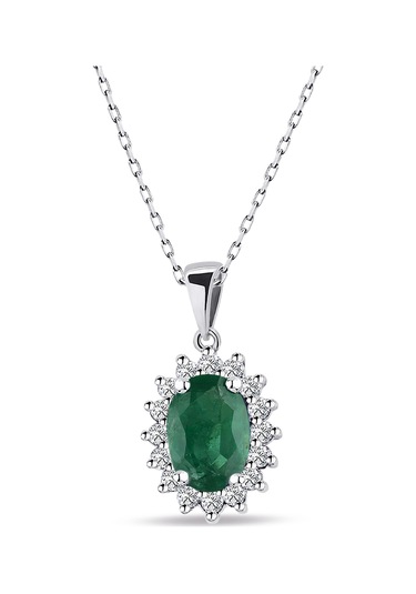 Lilarote Zümrüt Taşlı Pırlanta Kolye