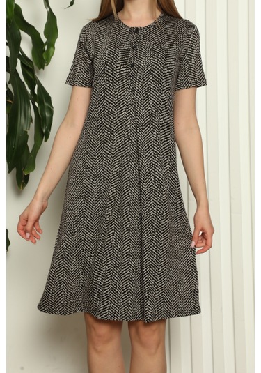 Hamile Tunik Gecelik Kısa Kollu Likralı Viskon SİYAH