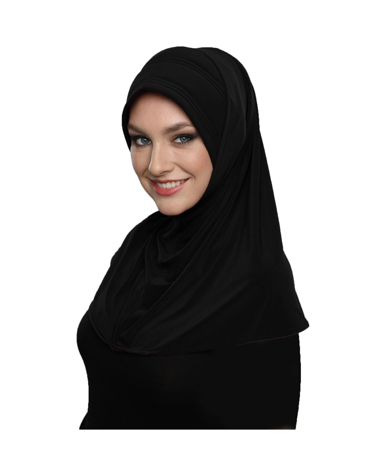 Takmatik Sade Siyah Hazır Türban Tesettür Havuz Bonesi Namaz Örtüsü Siyah