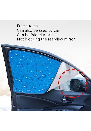 Sones R-2938 Tek Katlı Güneş Koruma Manyetik Araç Perdesi Araç Su Damlası Güneşlik Mavi Sol