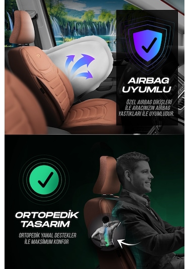 Panda Manavgat Serısı Lakos Kumaş Oto Koltuk Kılıfı - Tam Set