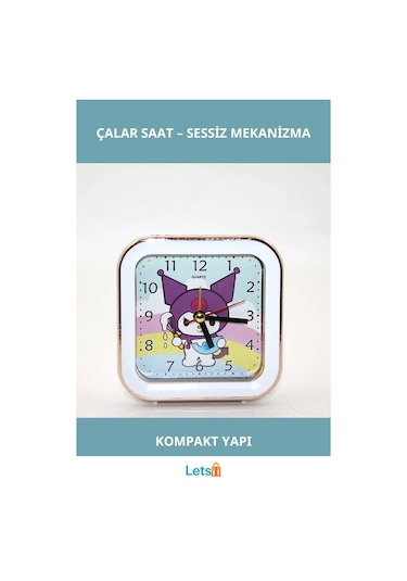 Kuromi Temalı Sessiz Çalar Saat Sevimli Tasarım İdeal Kompakt Çok Renkli