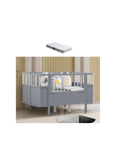 Siesta Büyüyen Beşik 90 x 130 CM - Gri + 1 Comfort Yatak Gri