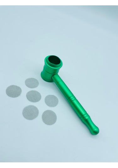 Metal Pipo Yeşil 2parça Süzgeçli Pipe //10cm