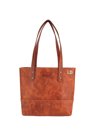 Twingold İsme Özel Tote Bag El Omuz Çantası - %100 Rainbow Deri - Ac03003 - Tobacco Tobacco