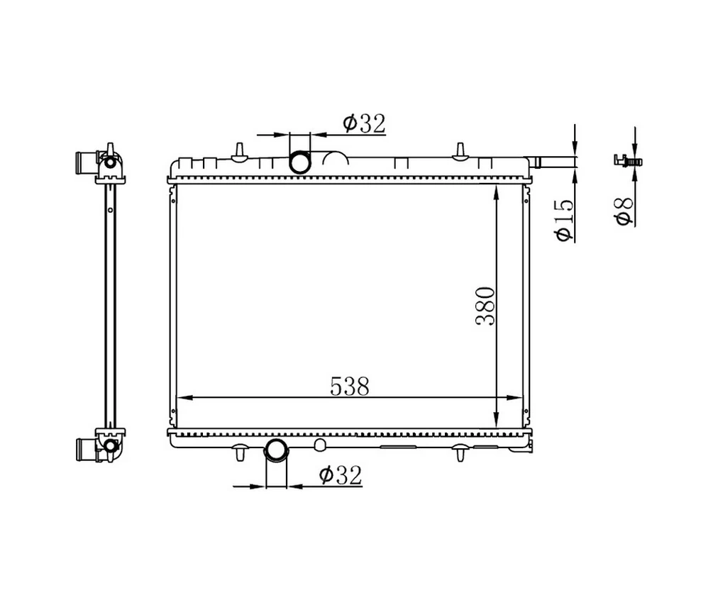 Radyatör Brazing Kalın Tip Peugeot 206 1998 380105381022 Mek. 1330 38 1330 H5 1330 F8 1330 B3