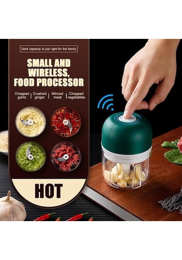 100 Ml Mini Usb Elektrikli Sarımsak Masher Sağlam Basın Kıyma Sebze Biber Yemindirmek Gıda Chopper Mutfak Aletleri Yeşil Ahşap