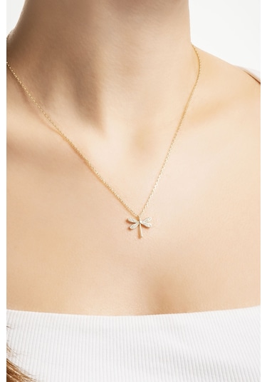 So Chic Minimal 18 Ayar Sarı Altın Kaplama 45 Cm Gümüş Yusufçuk Kolye Sarı