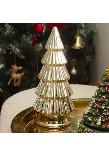 Karaca Home New Year Yılbaşı Christmas Tree Dekoratif Obje Gold 9,8 X 9,8 X 22 Cm