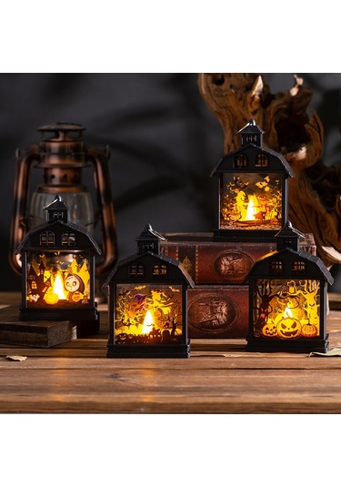 Suofeng Korku Atmosferi Yaratan Klasik Halloween Feneri - Balkabaklı, İskelet Dekoratif Partı Aleti Çok Renkli