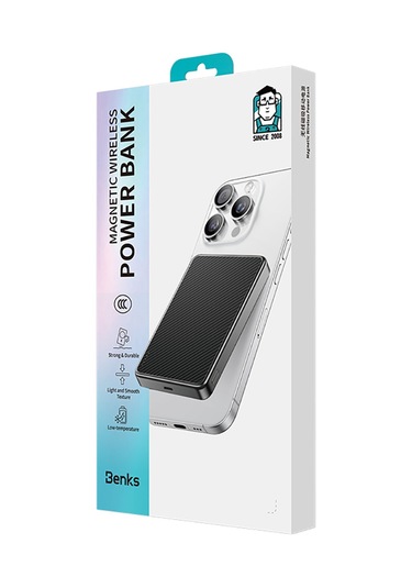 Benks Mp17 Armorgo M-safe Özellikli 600d Aramid Fiber Qi2 Teknolojili Powerbank 15w 10000mah Siyah Siyah