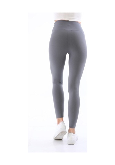 Antrasit Renk Fitilli Yüksel Bel Tayt Antrasit