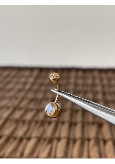 Yüksek Kalite G23 Titanium Parlak Top Taşlı Titanyum Göbek Piercingi Top 10mm Altın