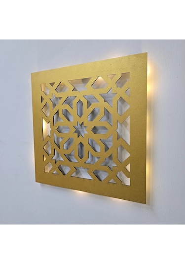 Led Işıklı Motif Tablo 3 - 30x30cm Gold