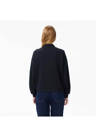Nautica Kadın Siyah Oversize Sweatshirt Düz 57k614t Siyah