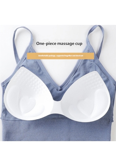 Ece's Design İnce Askılı Crop Atlet Soft Dokulu Rahat Bralet Üst W1011 Mavi