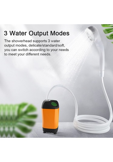 Ipx7 Y25738-3 Açık Kamp Duş Taşınabilir Elektrikli Duş Pompası Turuncu Turuncu