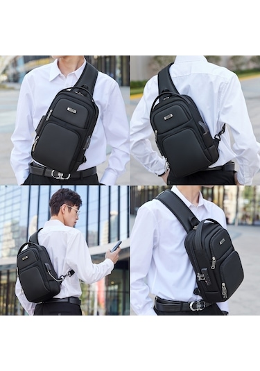 Wiersoon W51831 Tek Askılı Şarj Portlu Omuz/göğüs/sırt Çantası Siyah