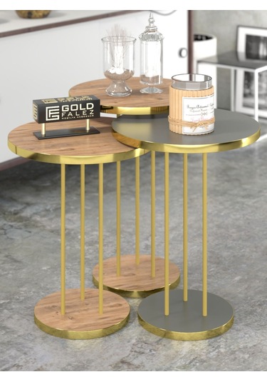 Zigon Sehpa Terra Gold Ceviz Antrasit Trr01