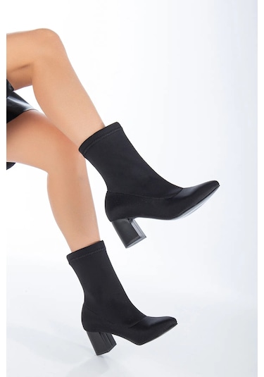 D651 Streç Kadın Bot Siyah