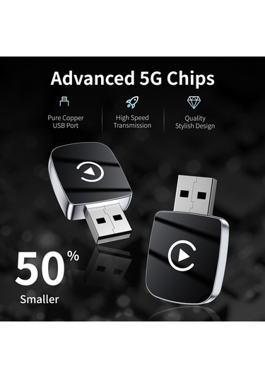 Maiyame 2025 Güncellenmiş Kablosuz Araç Bağlantı Adaptörü - Apple Carplay & Android Auto Desteği, Bluetooth 5.0/wifi, Usb/type-c, İphone İos 10+ Uyumlu