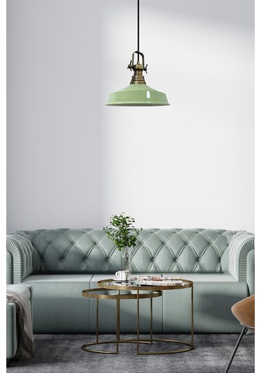 Asaletli Tekli Avize Yeni Eskitme Başlık Retro Sarkıt Lamba Restoran Salon Aydınlatma Mint Yeşili