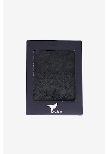 Ac&co / Altınyıldız Classics Erkek Siyah Özel Hediye Kutulu Suni Deri El Yapımı Pasaportluk Siyah