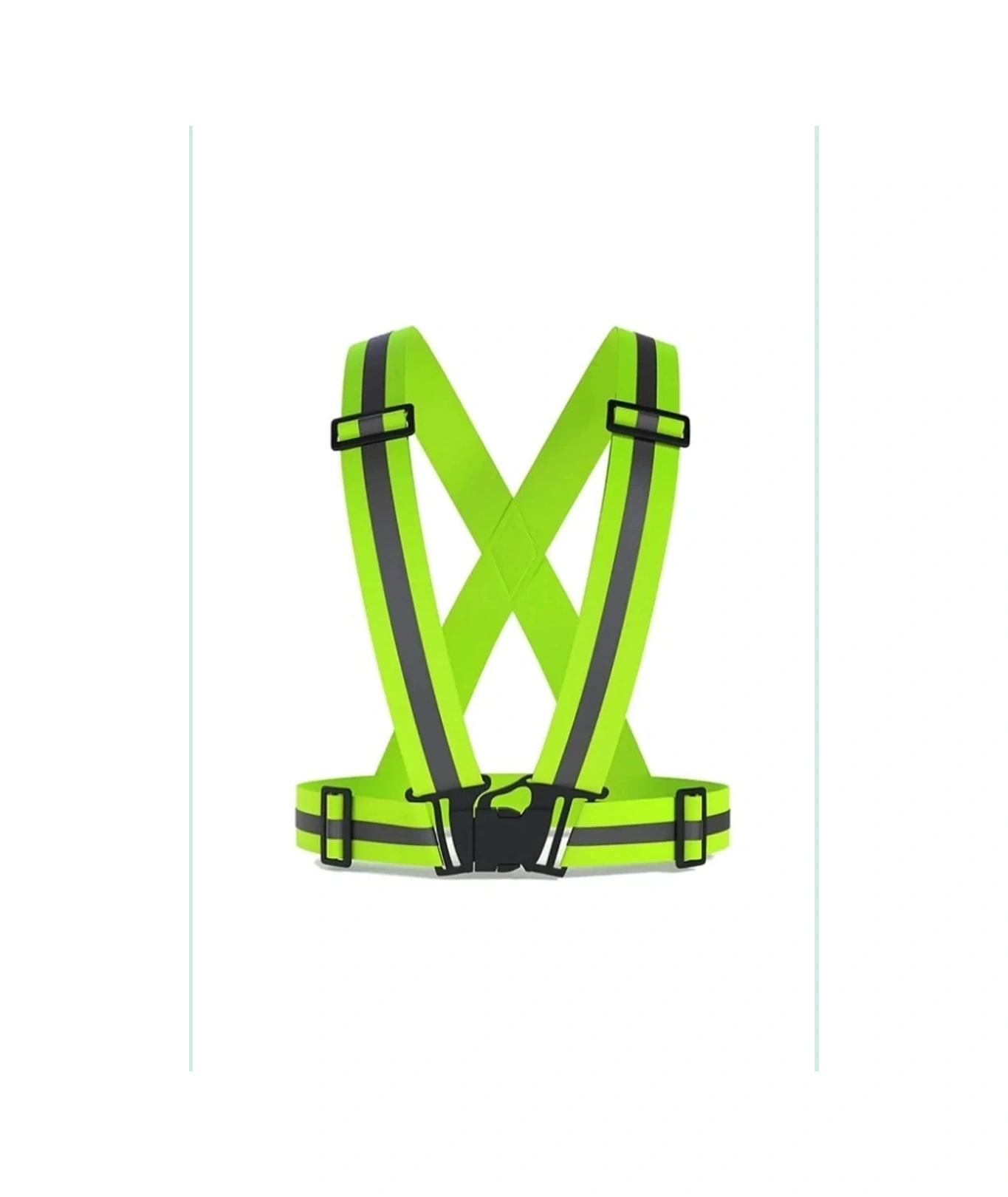 Neon İkaz Yeleği Tokalı Emniyet Kemeri Yelek Pratik Esnek Kumaş F.yeşil