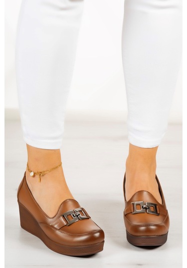 Erkan Saçmacı Dafne Taba Hakiki Deri Dolgu Topuklu Günlük Ayakkabı