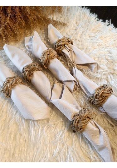 6lı Doğal Hasır Peçete Yüzüğü / Halkası Diğer