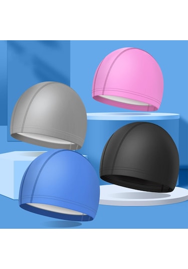 Göl Mavisi Yüksek Elastik Unisex Yüzme Bonesi Uzun Kısa Saç Düz Renk Yüzme Bonesi Mavi